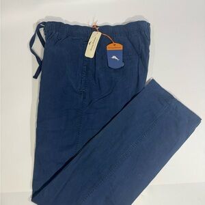 Tommy Bahamas beach front navy plastic waist band relax pants
